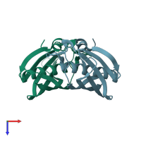 PDB entry 4k02 coloured by chain, top view.