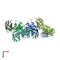 PDB entry 4k07 coloured by chain, top view.