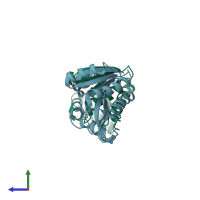 PDB entry 4k0c coloured by chain, side view.