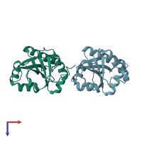 PDB entry 4k0c coloured by chain, top view.