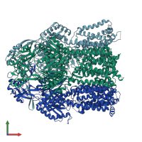 PDB entry 4k0e coloured by chain, front view.
