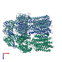 PDB entry 4k0e coloured by chain, top view.
