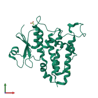 PDB entry 4k0g coloured by chain, front view.