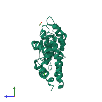 PDB entry 4k0g coloured by chain, side view.
