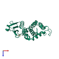 PDB entry 4k0g coloured by chain, top view.