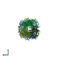 PDB entry 4k0j coloured by chain, side view.