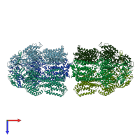 PDB entry 4k0j coloured by chain, top view.