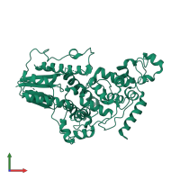 PDB entry 4k0r coloured by chain, front view.