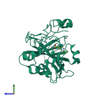 PDB entry 4k0s coloured by chain, side view.