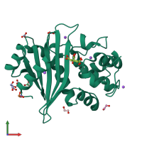 PDB entry 4k0w coloured by chain, front view.