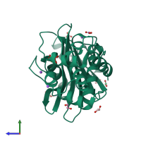 PDB entry 4k0w coloured by chain, side view.