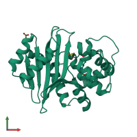 PDB entry 4k0x coloured by chain, front view.
