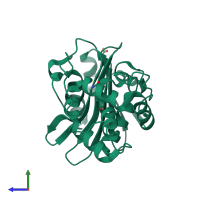 PDB entry 4k0x coloured by chain, side view.
