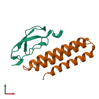 PDB entry 4k12 coloured by chain, front view.