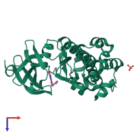 PDB entry 4k18 coloured by chain, top view.