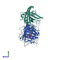 PDB entry 4k19 coloured by chain, side view.