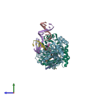 PDB entry 4k1g coloured by chain, side view.