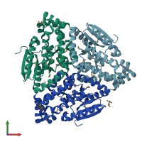 PDB entry 4k29 coloured by chain, front view.