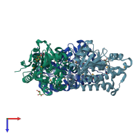 PDB entry 4k29 coloured by chain, top view.
