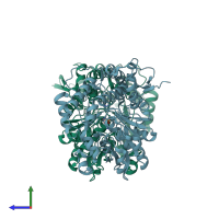 PDB entry 4k2b coloured by chain, side view.