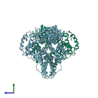 PDB entry 4k2c coloured by chain, side view.