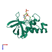 PDB entry 4k2k coloured by chain, top view.