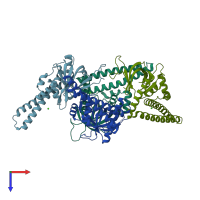 PDB entry 4k2p coloured by chain, top view.