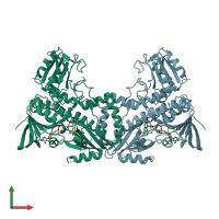 PDB entry 4k2x coloured by chain, front view.