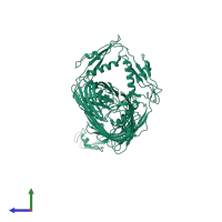 PDB entry 4k3b coloured by chain, side view.