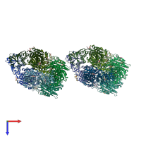 PDB entry 4k3n coloured by chain, top view.