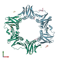 PDB entry 4k3p coloured by chain, front view.