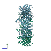 PDB entry 4k3p coloured by chain, side view.