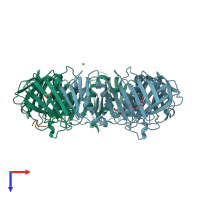 PDB entry 4k3p coloured by chain, top view.