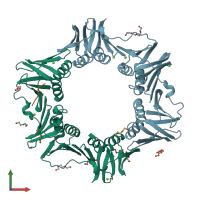 PDB entry 4k3q coloured by chain, front view.