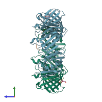 PDB entry 4k3r coloured by chain, side view.