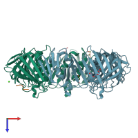 PDB entry 4k3r coloured by chain, top view.