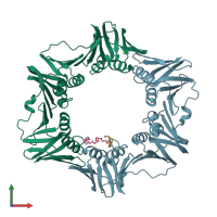 PDB entry 4k3s coloured by chain, front view.