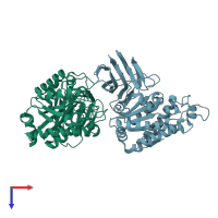 PDB entry 4k40 coloured by chain, top view.