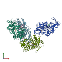 PDB entry 4k42 coloured by chain, front view.