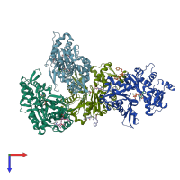 PDB entry 4k42 coloured by chain, top view.