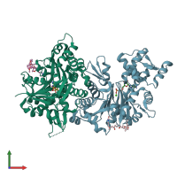 PDB entry 4k43 coloured by chain, front view.
