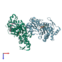 PDB entry 4k43 coloured by chain, top view.