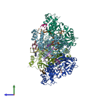 PDB entry 4k4g coloured by chain, side view.