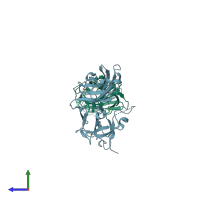 PDB entry 4k4k coloured by chain, side view.