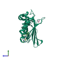 PDB entry 4k4o coloured by chain, side view.