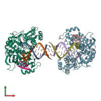 PDB entry 4k4s coloured by chain, front view.