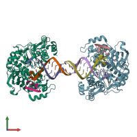 PDB entry 4k4t coloured by chain, front view.