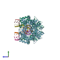 PDB entry 4k4t coloured by chain, side view.