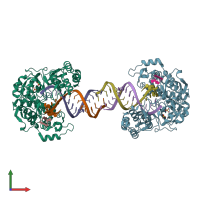 PDB entry 4k4u coloured by chain, front view.
