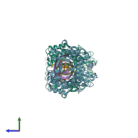 PDB entry 4k4v coloured by chain, side view.